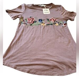 Women's Floral Embroidered Top - Mauve